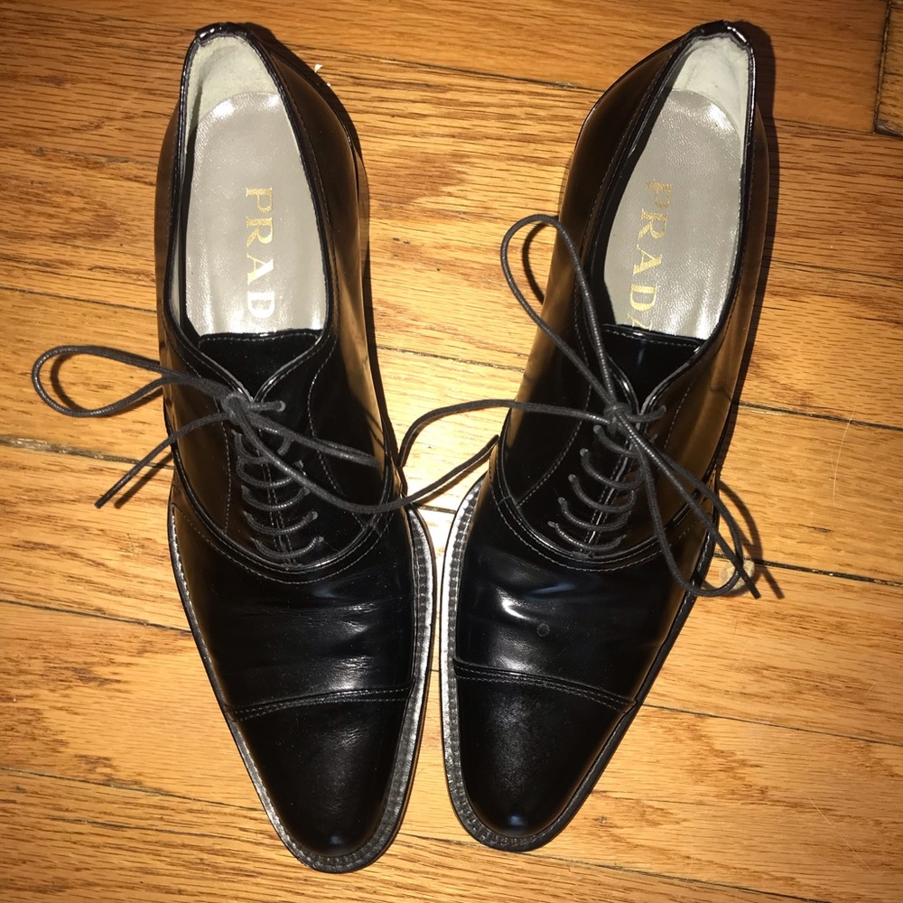 Italian black leather Prada loafers